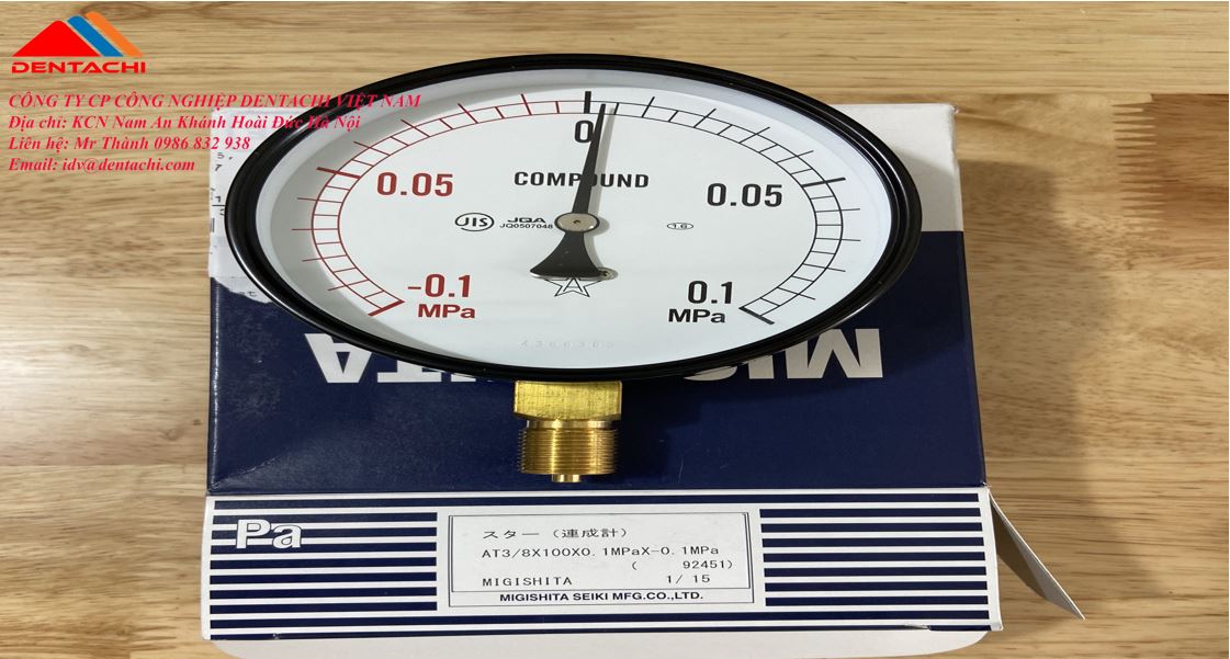 Pressure AT3/8X100X1MPa Maker NIGISHITA  Measuring range (-0,1 - 0,1)MPa